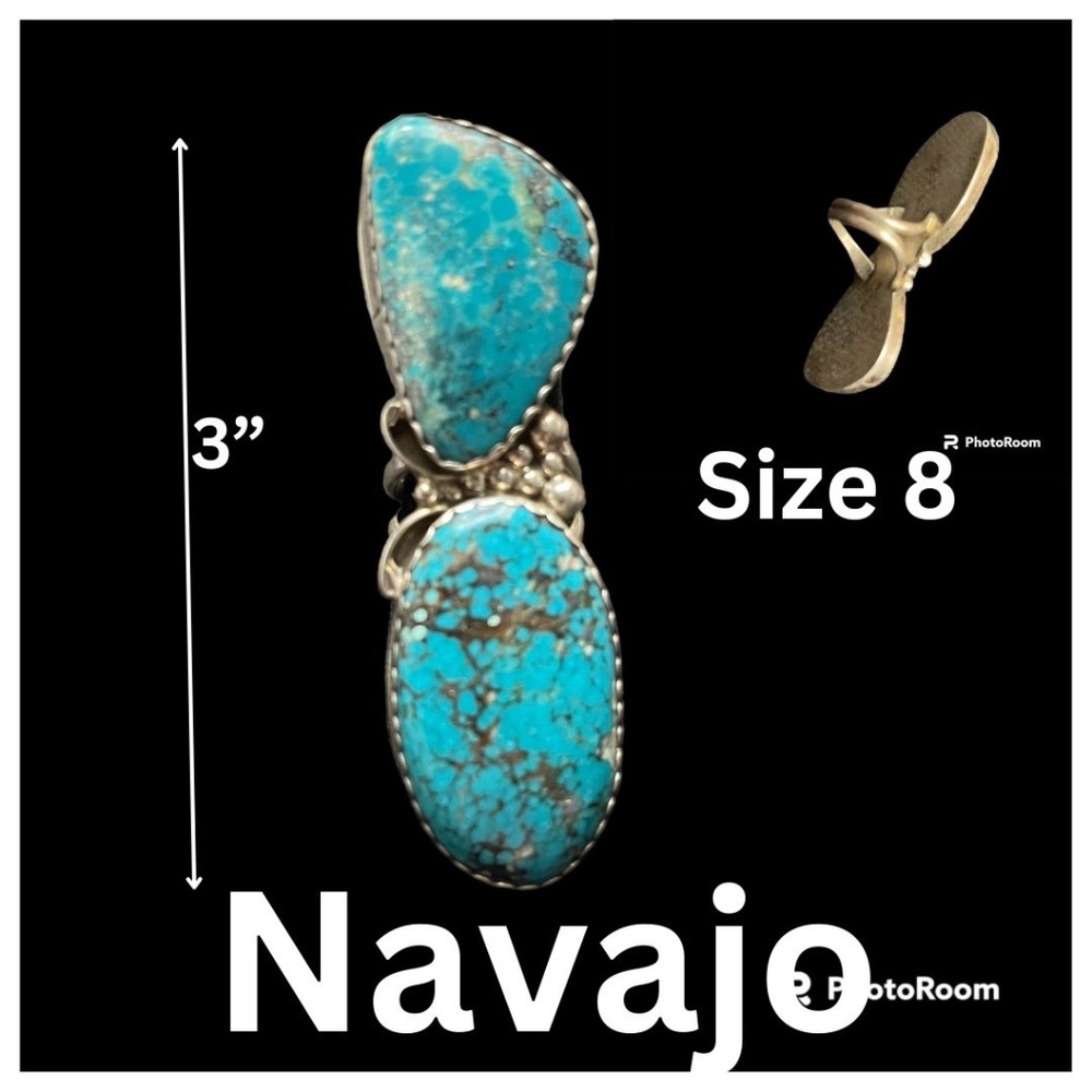 Vintage BERNADINE BEGAY TSOSIE ~ Navajo Turquoise Ring ~ SZ 8 ~